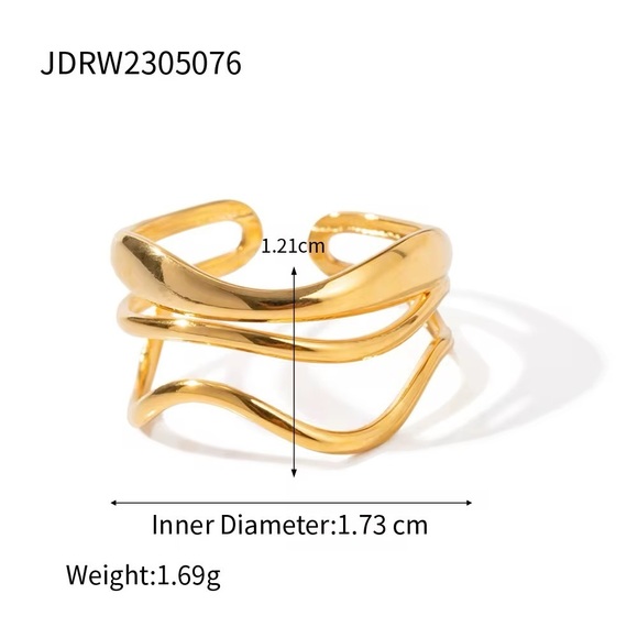 18K Gold Plated - Adjustable Ring - Picture 5 of 7